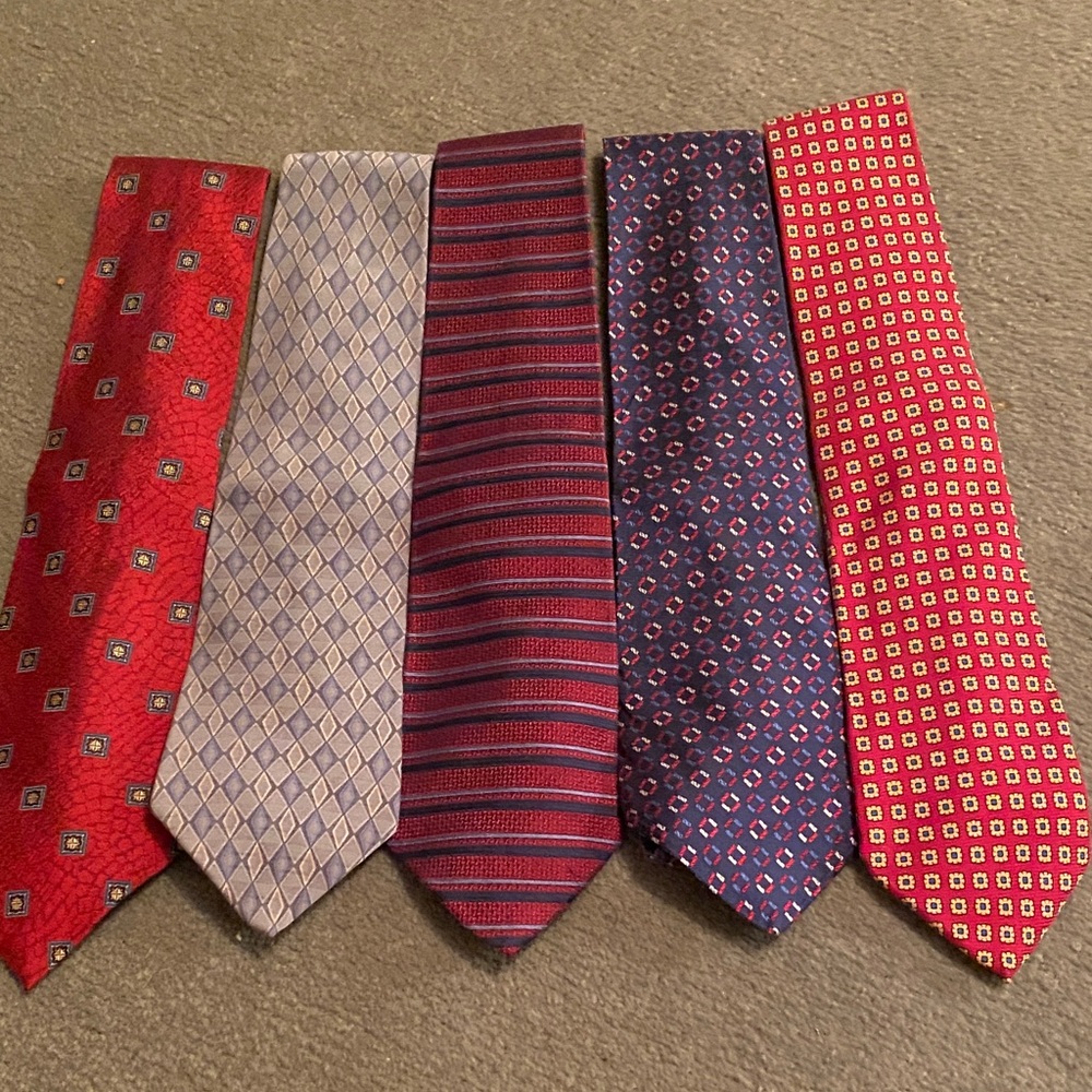 Elegant Men's Tie Set - Red, Blue, and Gray
